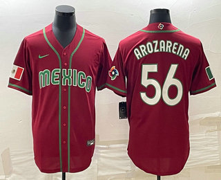 Men's Mexico Baseball #56 Randy Arozarena 2023 Red World Classic Stitched 