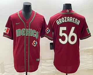 Men's Mexico Baseball #56 Randy Arozarena 2023 Red World Classic Stitched 的副本