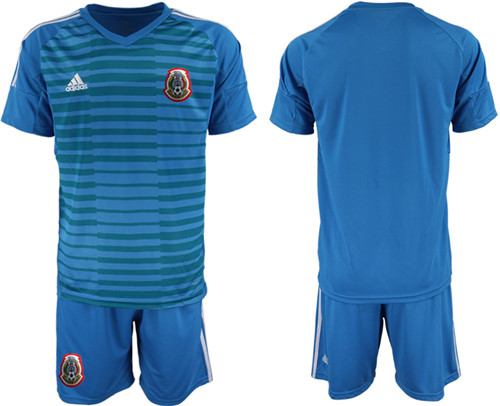 Men's Mexico Blank Blue goalkeeper Jersey