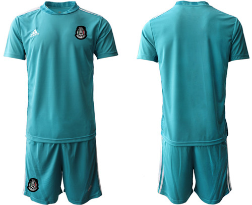 Men's Mexico Blank lake blue goalkeeper Jersey