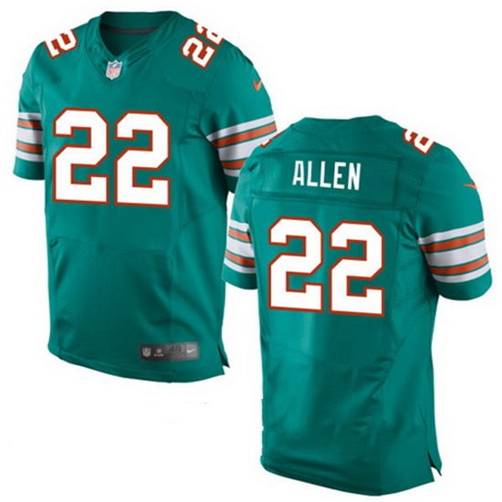 Men's Miami Dolphins # 22 Nate Allen Aqua Green Alternate Nike Elite Jersey