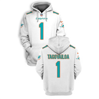 Men's Miami Dolphins #1 Tua Tagovailoa White 2021 Pullover Hoodie