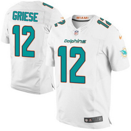 Men's Miami Dolphins #12 Bob Griese White Road NFL Nike Elite Jersey