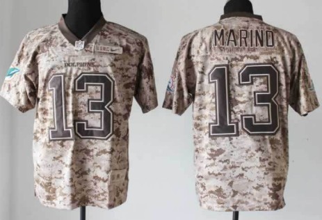 Men's Miami Dolphins #13 Dan Marino 2013 Nik USMC Camo Elite Jersey