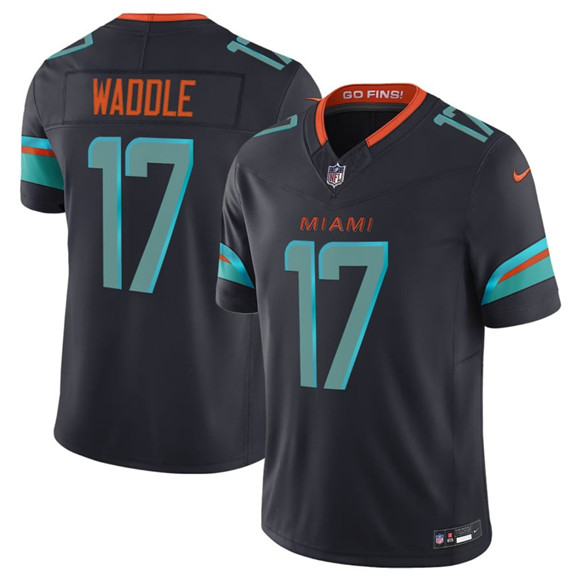 Men's Miami Dolphins #17 Jaylen Waddle Black 2025 F.U.S.E. a??Rivalriesa?? Vapor Limited Football Stitched Jersey