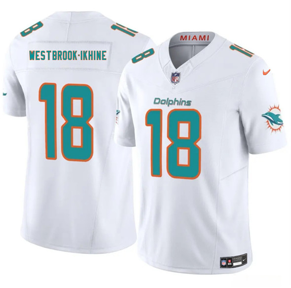 Men's Miami Dolphins #18 Nick Westbrook-Ikhine White 2025 Draft F.U.S.E. Vapor Limited Football Stitched Jersey