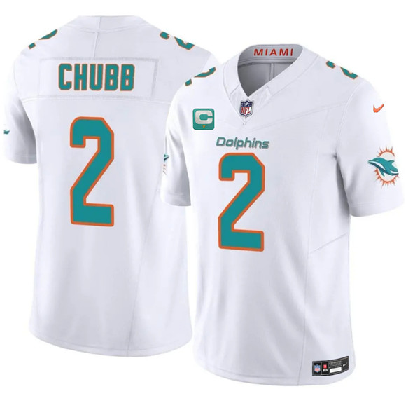 Men's Miami Dolphins #2 Bradley Chubb White 2025 F.U.S.E. With 1-Star C Patch Vapor Limited Football Stitched Jersey