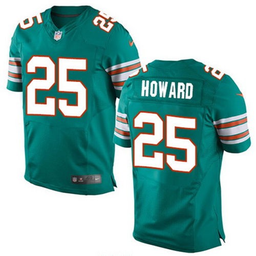 Men's Miami Dolphins #25 Xavien Howard Aqua Green Alternate Nike Elite Jersey