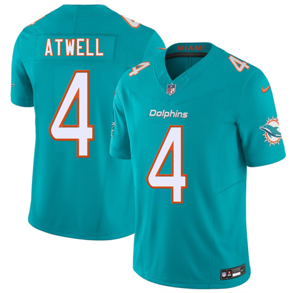 Men's Miami Dolphins #4 Tutu Atwell Aqua 2026 F.U.S.E. Vapor Limited Football Stitched Jersey