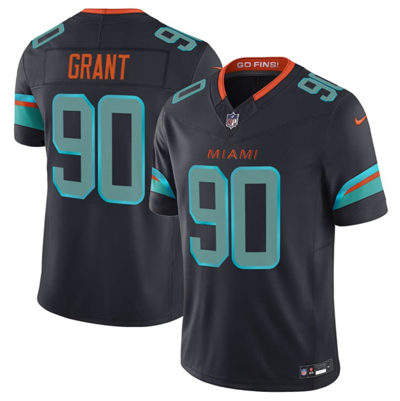 Men's Miami Dolphins #90 Kenneth Grant Black 2025 F.U.S.E. a??Rivalriesa?? Vapor Limited Football Stitched Jersey