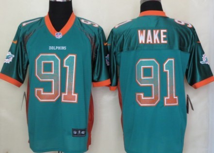 Men's Miami Dolphins #91 Cameron Wake 2013 Nike Drift Fashion Green Elite Jersey