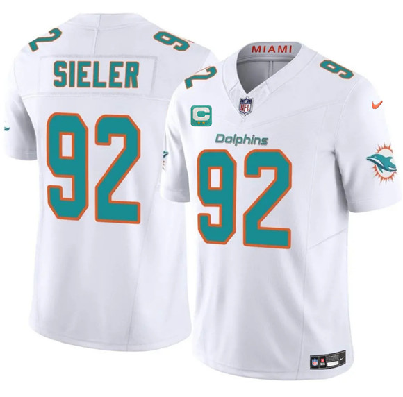 Men's Miami Dolphins #92 Zach Sieler White 2025 F.U.S.E. With 2-Star C Patch Vapor Limited Football Stitched Jersey