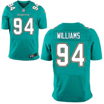 Men's Miami Dolphins #94 Mario Williams Aqua Green Team Color NFL Nike Elite Jersey