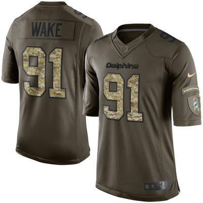 Men's Miami Dolphins 91 Cameron Wake Nike Green Salute To Service Limited Jersey