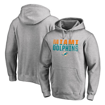 Men's Miami Dolphins NFL Pro Line By Fanatics Branded Ash Iconic Collection Fade Out Pullover Hoodie