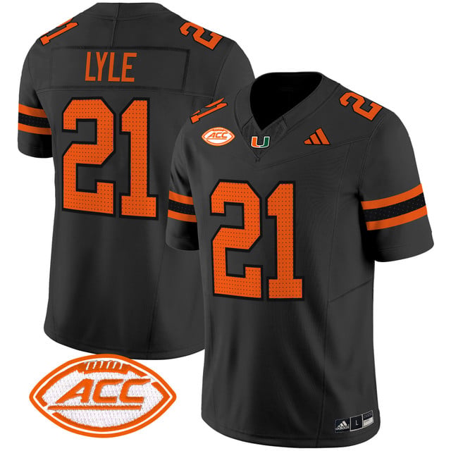Men's Miami Hurricanes 2025 Vapor Limited Jersey black #21 Jordan Lyle