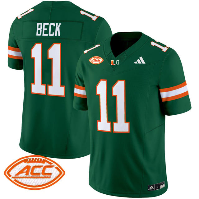 Men's Miami Hurricanes 2025 Vapor Limited Jersey green #11 Carson Beck