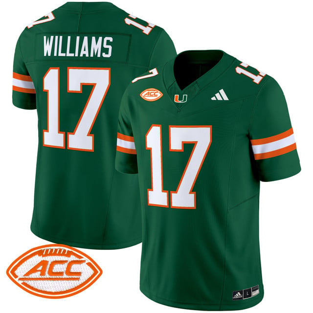 Men's Miami Hurricanes 2025 Vapor Limited Jersey green #17 Emory Williams