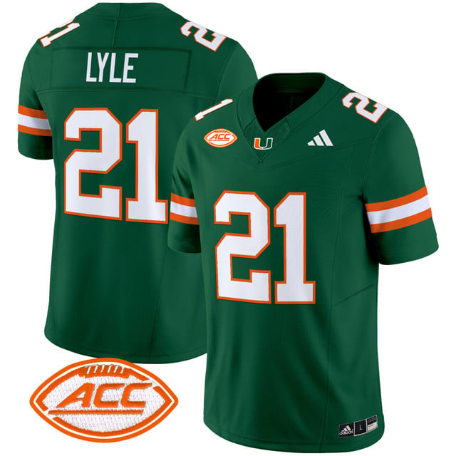 Men's Miami Hurricanes 2025 Vapor Limited Jersey green #21 Jordan Lyle
