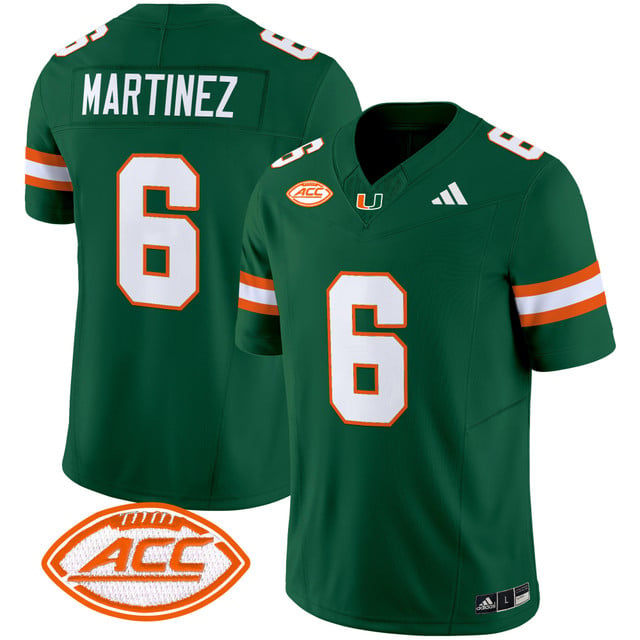 Men's Miami Hurricanes 2025 Vapor Limited Jersey green #6 Damien Martinez