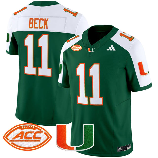 Men's Miami Hurricanes 2025 Vapor Limited Jersey green white #11 Carson Beck
