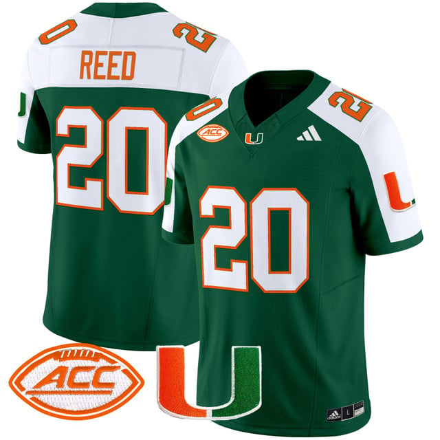Men's Miami Hurricanes 2025 Vapor Limited Jersey green white #20 Ed Reed