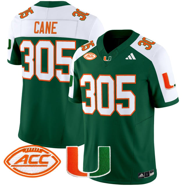 Men's Miami Hurricanes 2025 Vapor Limited Jersey green white #305 Cane
