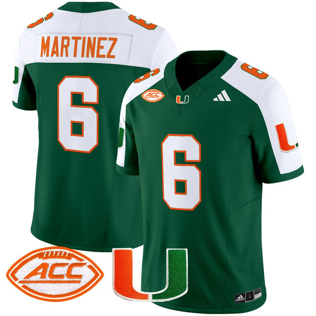 Men's Miami Hurricanes 2025 Vapor Limited Jersey green white #6 Damien Martinez