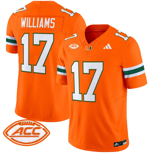 Men's Miami Hurricanes 2025 Vapor Limited Jersey orange #17 Emory Williams