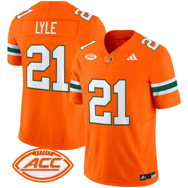 Men's Miami Hurricanes 2025 Vapor Limited Jersey orange #21 Jordan Lyle