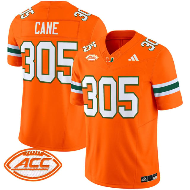 Men's Miami Hurricanes 2025 Vapor Limited Jersey orange #305 Cane