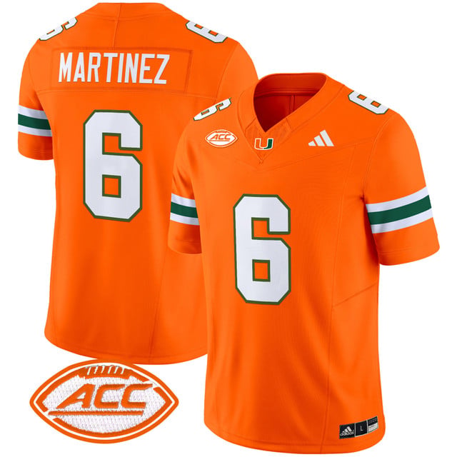 Men's Miami Hurricanes 2025 Vapor Limited Jersey orange #6 Damien Martinez
