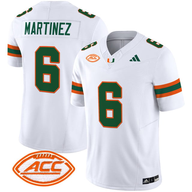 Men's Miami Hurricanes 2025 Vapor Limited Jersey white  #6 Damien Martinez