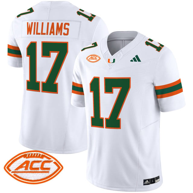 Men's Miami Hurricanes 2025 Vapor Limited Jersey white #17 Emory Williams