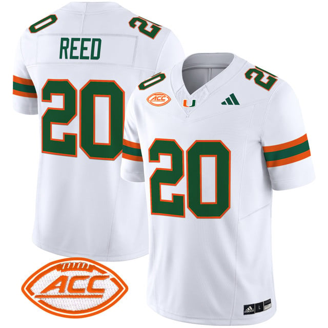 Men's Miami Hurricanes 2025 Vapor Limited Jersey white #20 Ed Reed