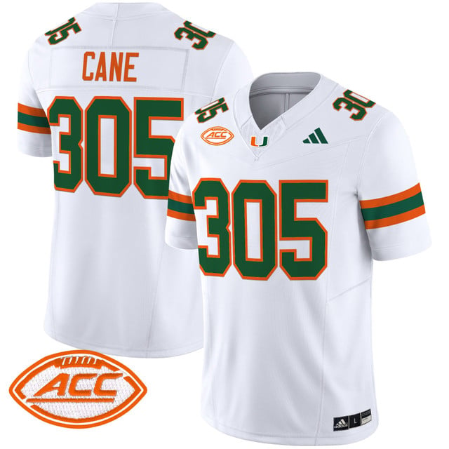 Men's Miami Hurricanes 2025 Vapor Limited Jersey white #305 Cane