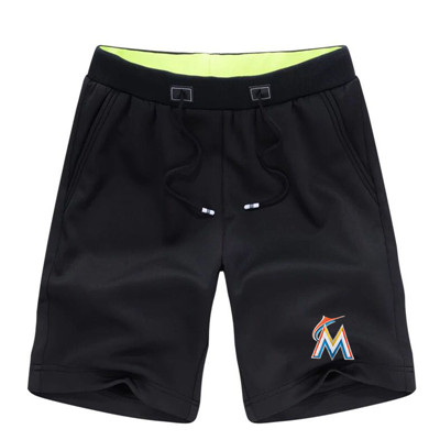Men's Miami Marlins Team Logo Black Baseball Shorts