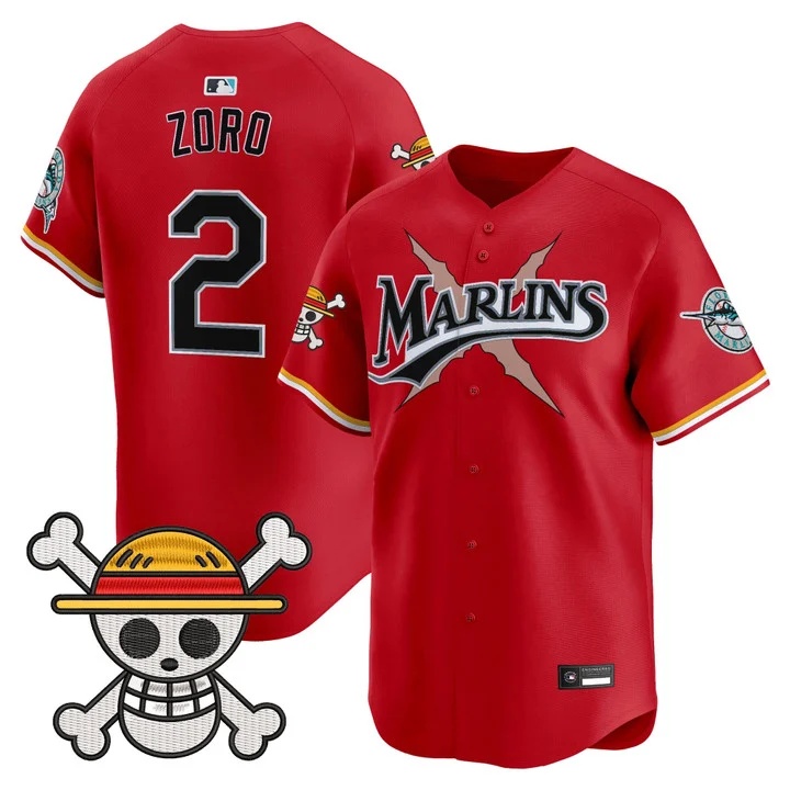 Men's Miami Marlins x One Piece Vapor Premier Limited Jersey #2 ZORO