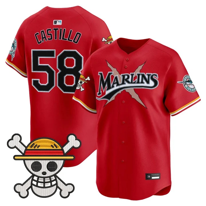 Men's Miami Marlins x One Piece Vapor Premier Limited Jersey #58 LUIS CASTILLO