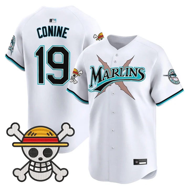 Men's Miami Marlins x One Piece Vapor Premier Limited Jersey WHITE #19 JEFF CONINE