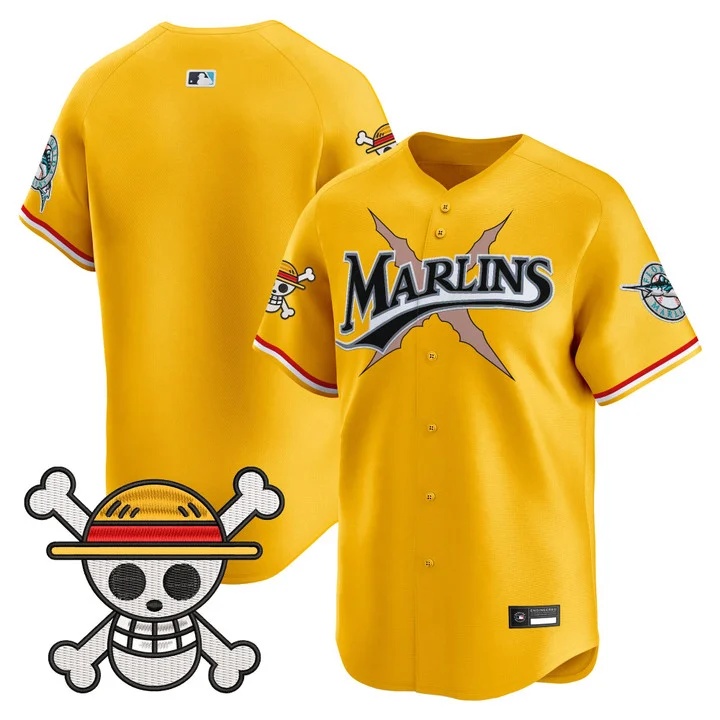 Men's Miami Marlins x One Piece Vapor Premier Limited Jersey YELOW BLANK