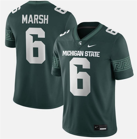 Men's Michigan State Spartans #6 Nick Marsh Green Vapor Limited Stitched Football Jersey