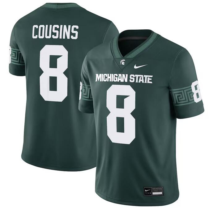 Men's Michigan State Spartans #8 Kirk Cousins Green Vapor Limited Stitched Football Jersey