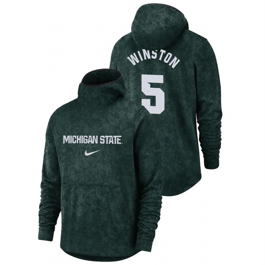 Men's Michigan State Spartans Cassius Winston Green Basketball Spotlight Team Logo Pullover Hoodie Men's Hoodie