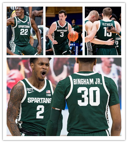 Men's Michigan State Spartans Custom 2021 Green College Baketball Jersey