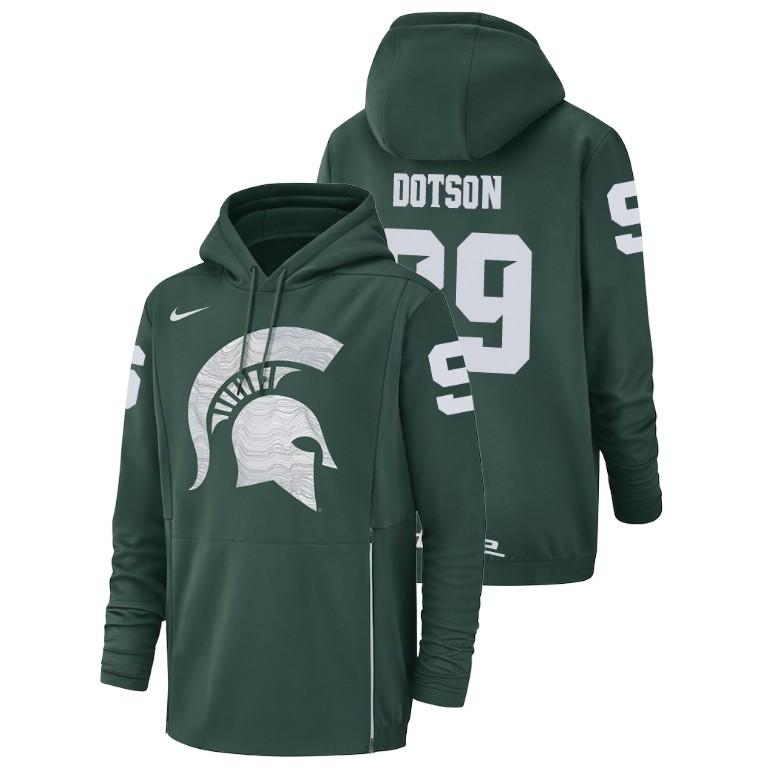Men's Michigan State Spartans Green Matt Dotson Football Performance Hoodie