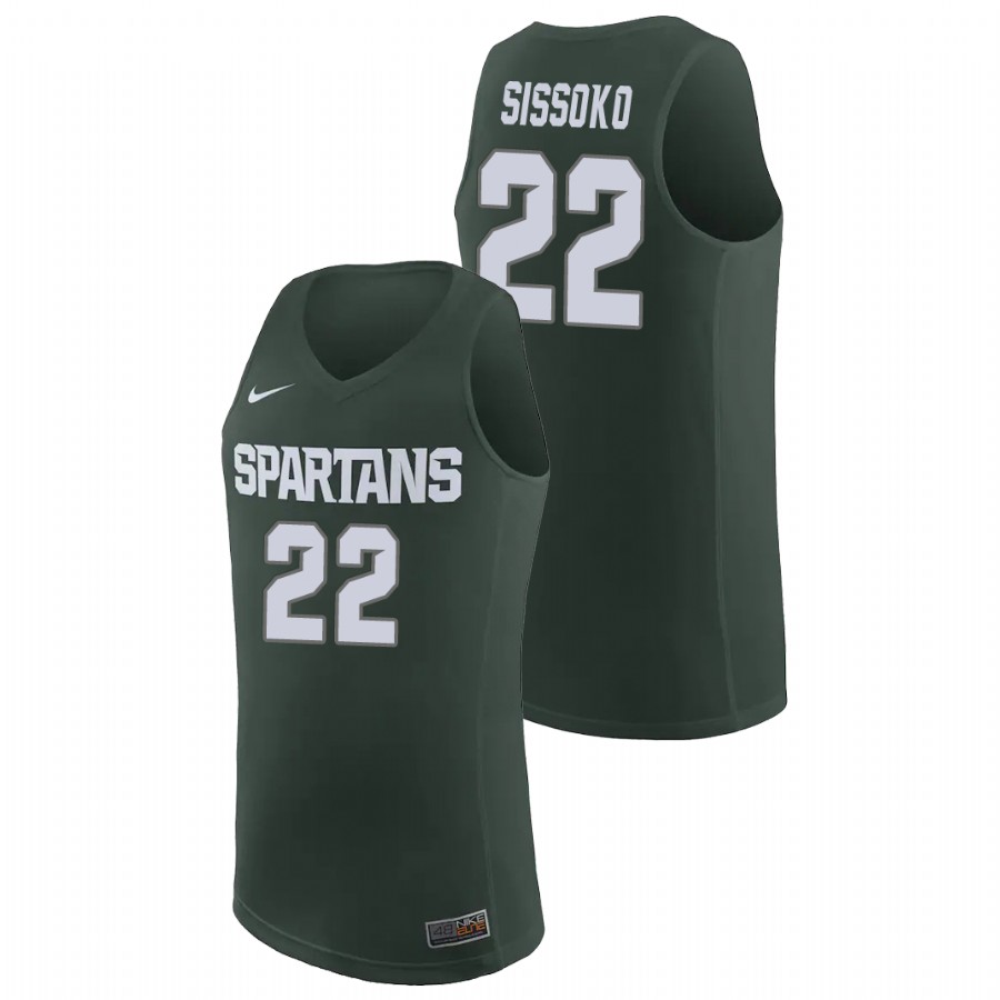 Men's Michigan State Spartans Mady Sissoko Basketball Jersey Green Men's Jersey
