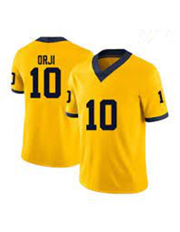 Men's Michigan Wolverines #10 Alex Orji F.U.S.E. Maize College Football Game Jersey 