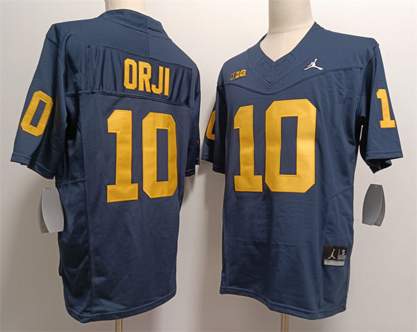 Men's Michigan Wolverines #10 Alex Orji F.U.S.E. Navy College Football Game Jersey 