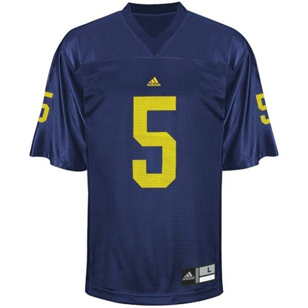 Men's Michigan Wolverines #5 John Wangler Blue Football Jersey